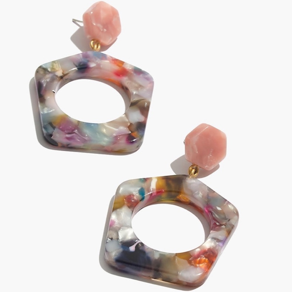 Madewell Acetate Geometric Drop Earrings, NWT